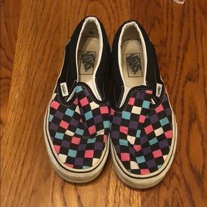 Colorful Vans slip ons